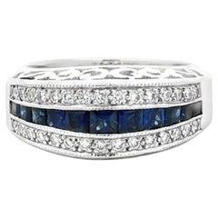 Sapphire and Diamond 14k White Gold  Band/Ring