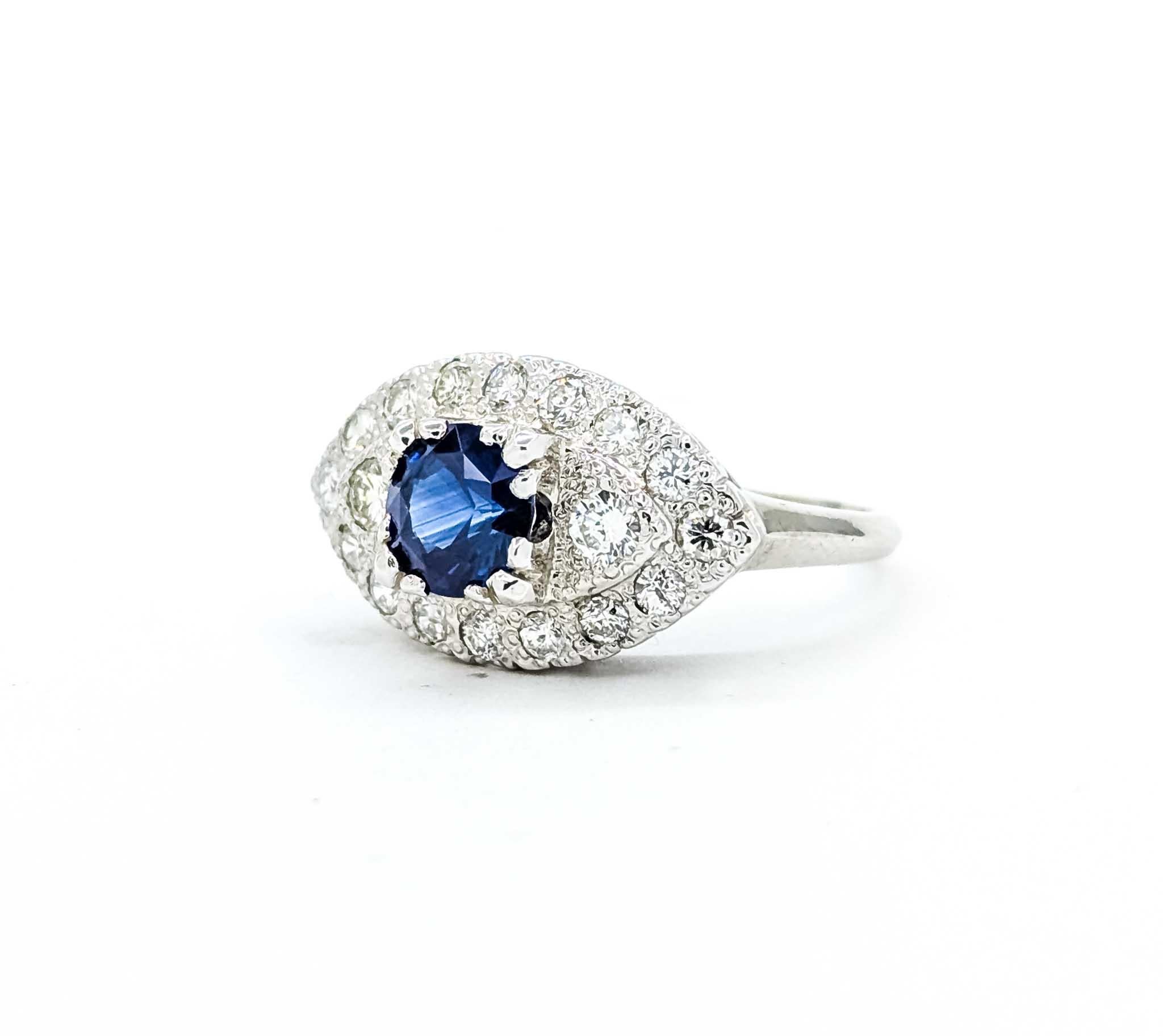 Anillo Zafiro y Diamante Oro Blanco 14k en venta 4