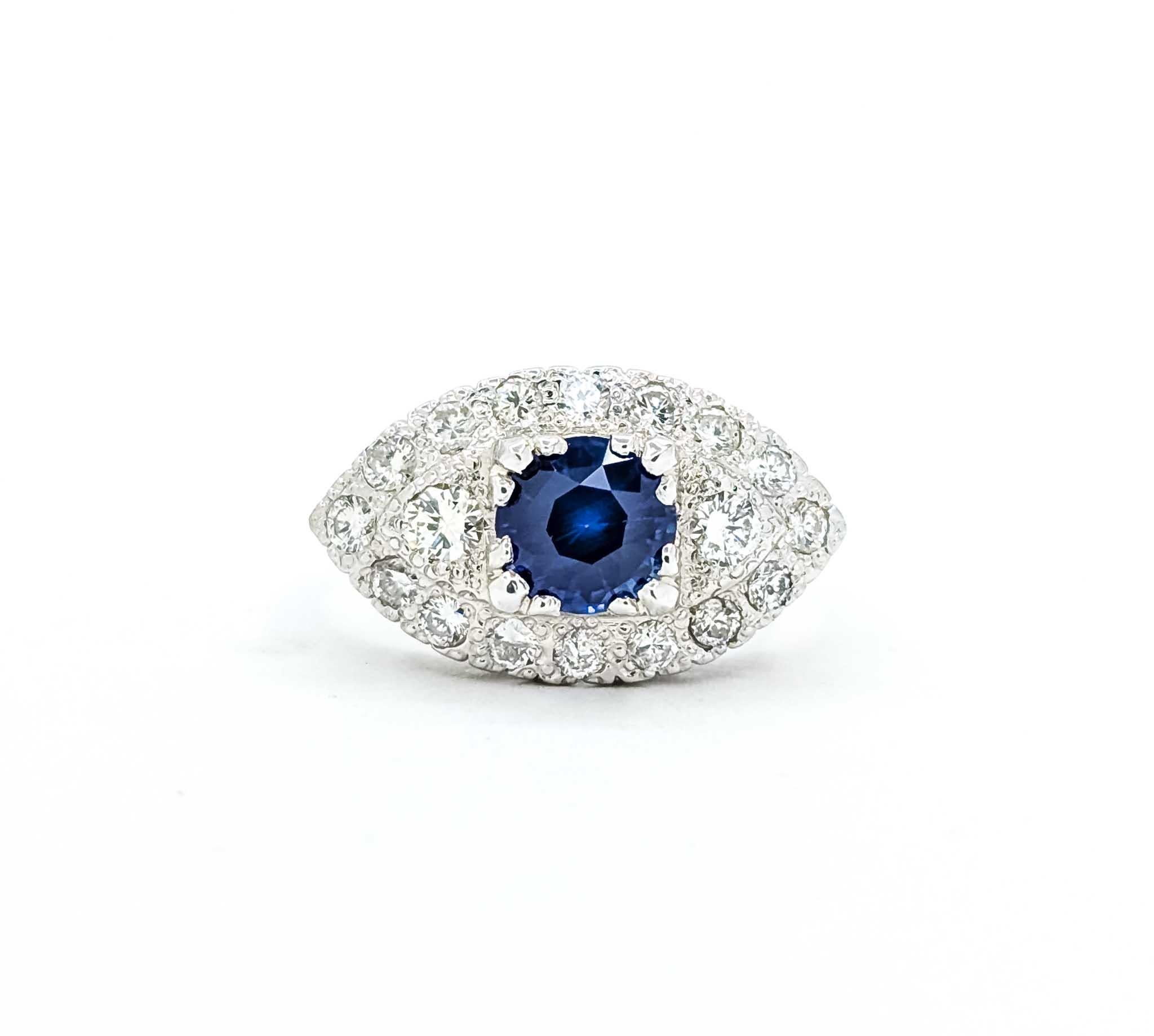 Anillo Zafiro y Diamante Oro Blanco 14k en venta 5