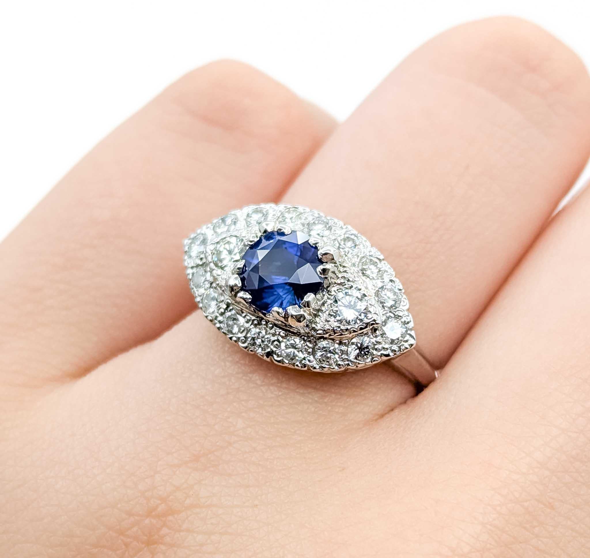 Anillo Zafiro y Diamante Oro Blanco 14k en Excelente estado para la venta en Bloomington, MN