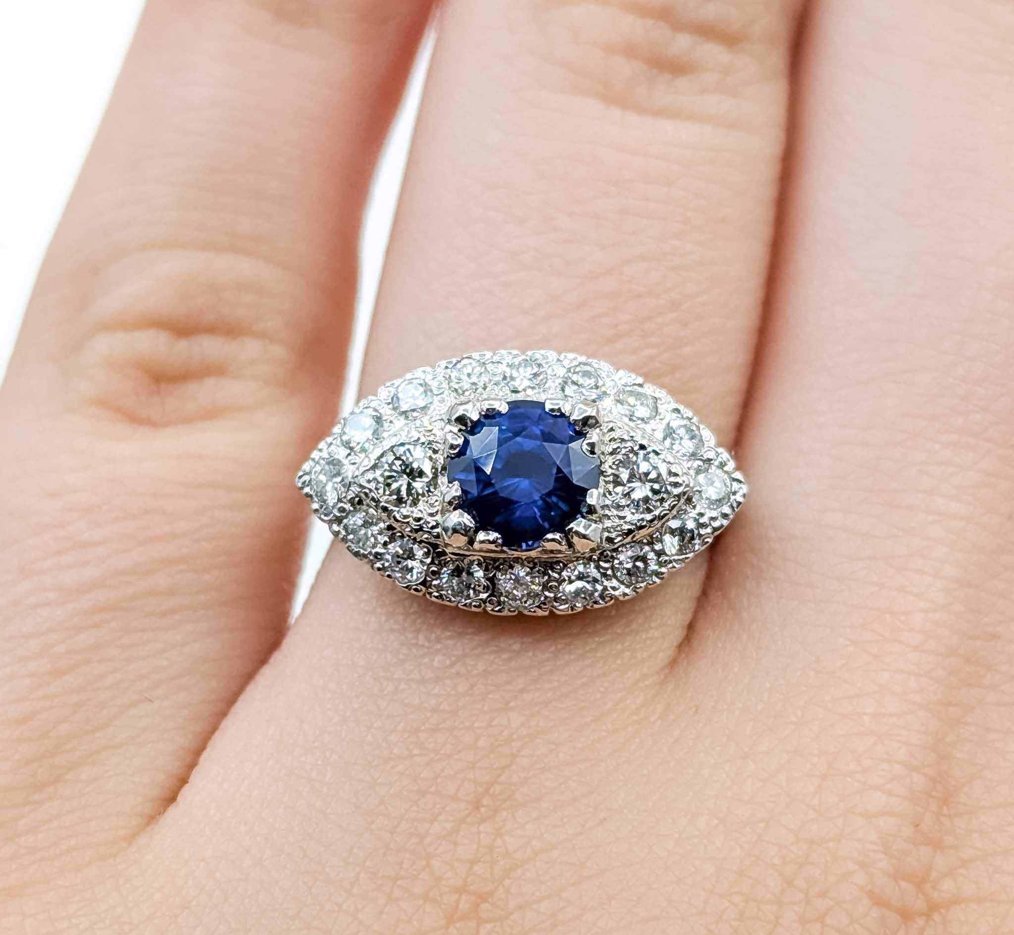 De las mujeres Anillo Zafiro y Diamante Oro Blanco 14k en venta