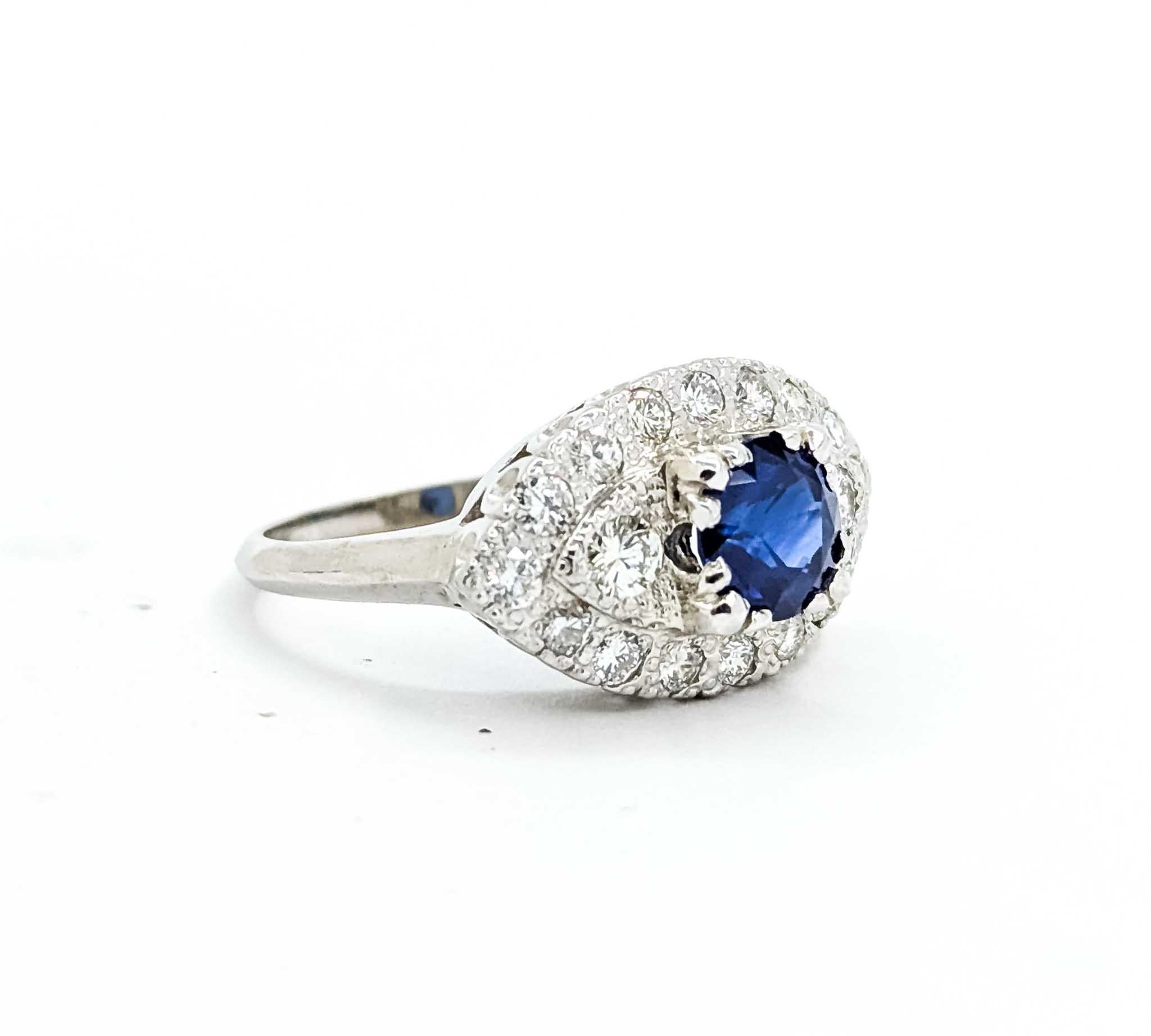Anillo Zafiro y Diamante Oro Blanco 14k en venta 1