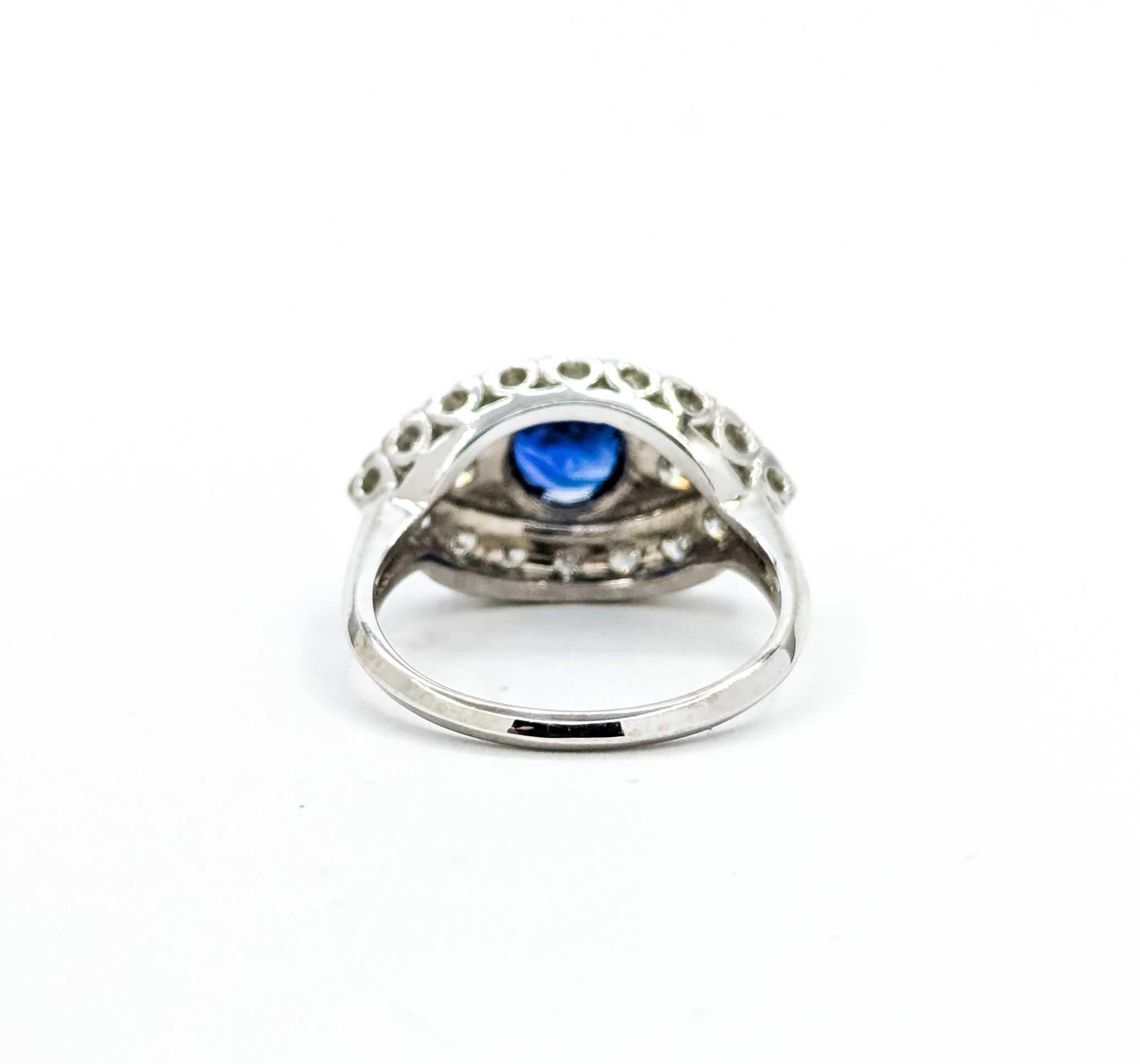 Anillo Zafiro y Diamante Oro Blanco 14k en venta 3