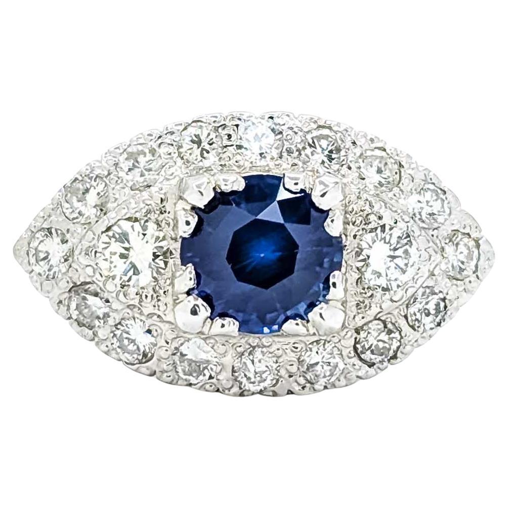 Sapphire and Diamond 14k White Gold Ring