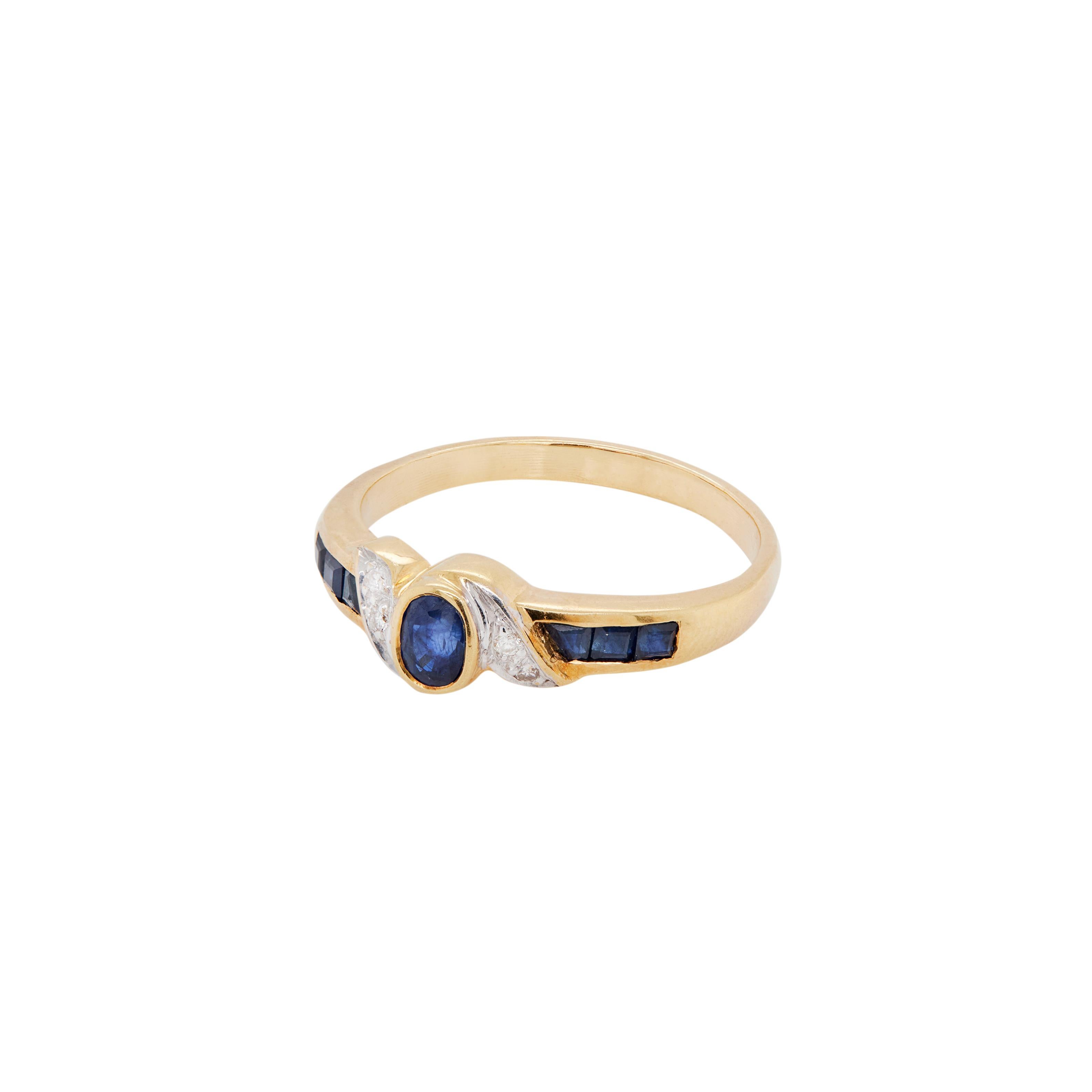A timeless blend of elegance and modern design, this gorgeous sapphire and diamond dress ring is a sophisticated choice for any jewellery lover.

This piece features a subtle twist like design, beautifully centred by a deep blue oval sapphire in a