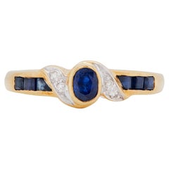 Sapphire and Diamond 18 Carat Yellow & White Gold Dress Ring