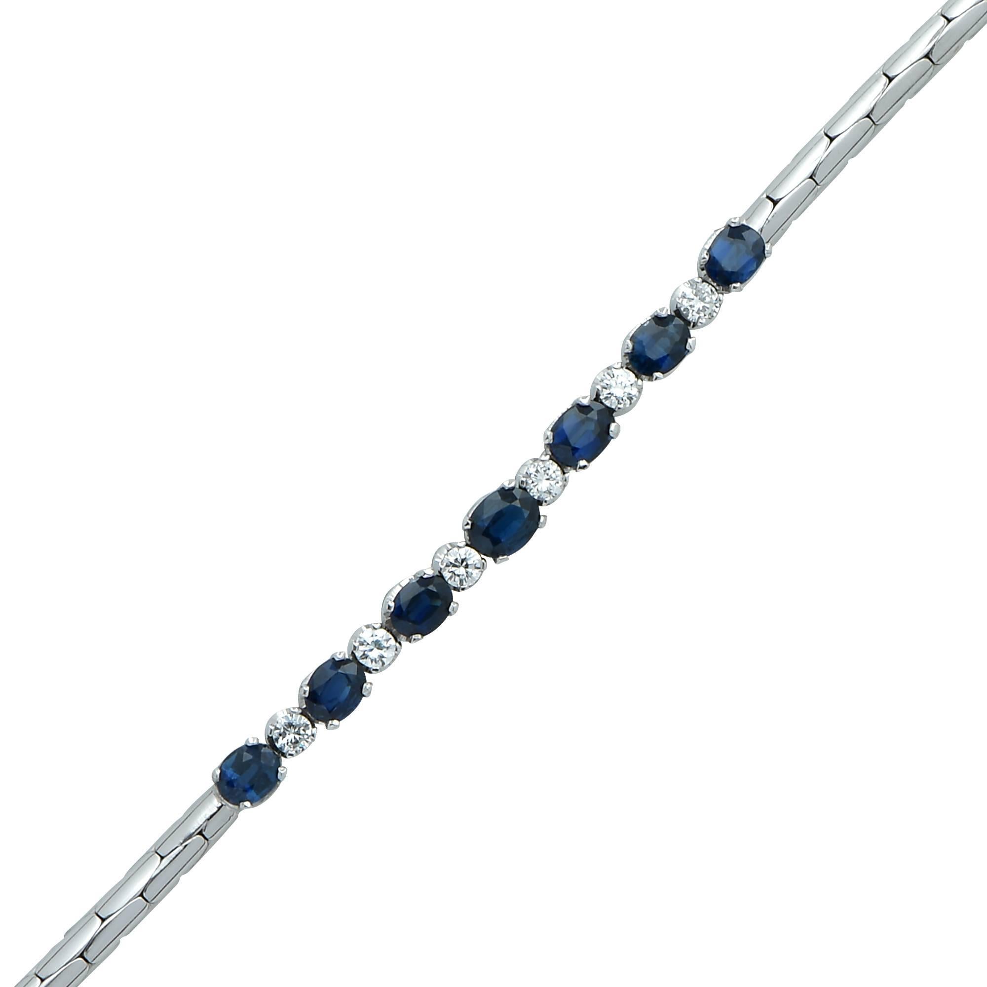 Modern Sapphire and Diamond 18 Karat Bracelet