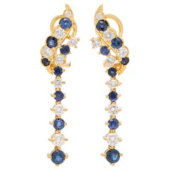 Sapphire and Diamond 18 Karat Gold Earrings