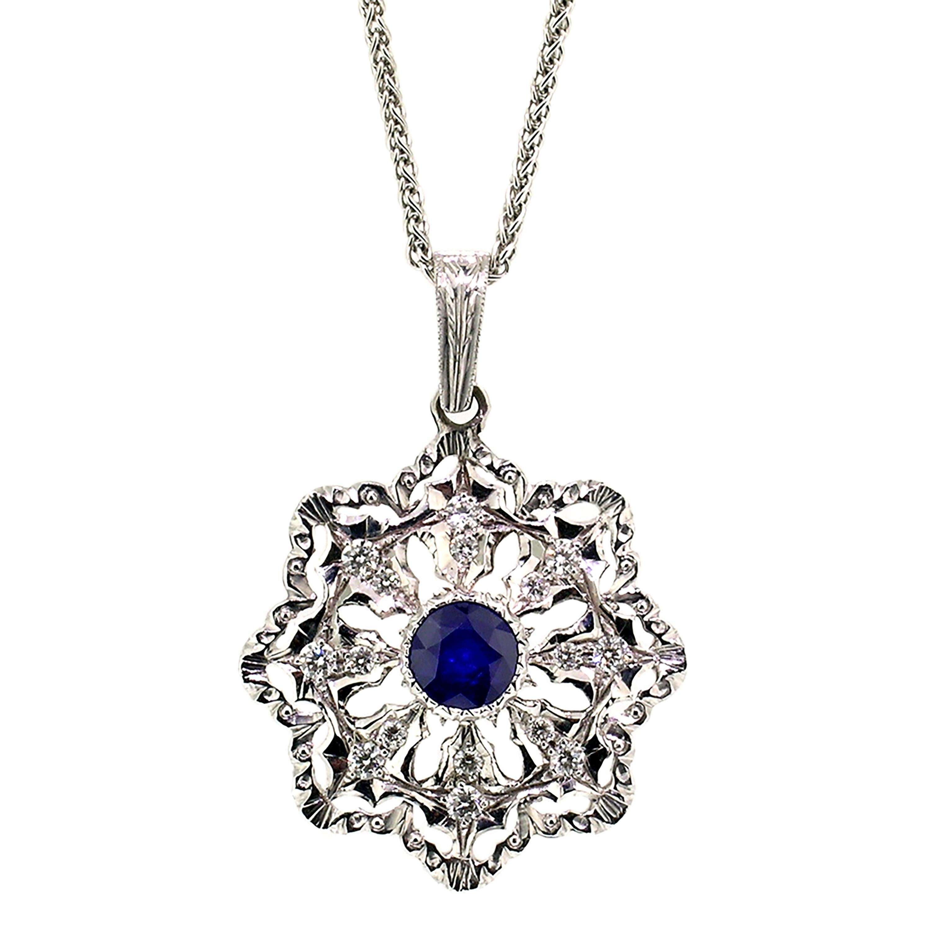 Sapphire and Diamond 18kt Pendant, Made in Italy by Cynthia Scott For Sale