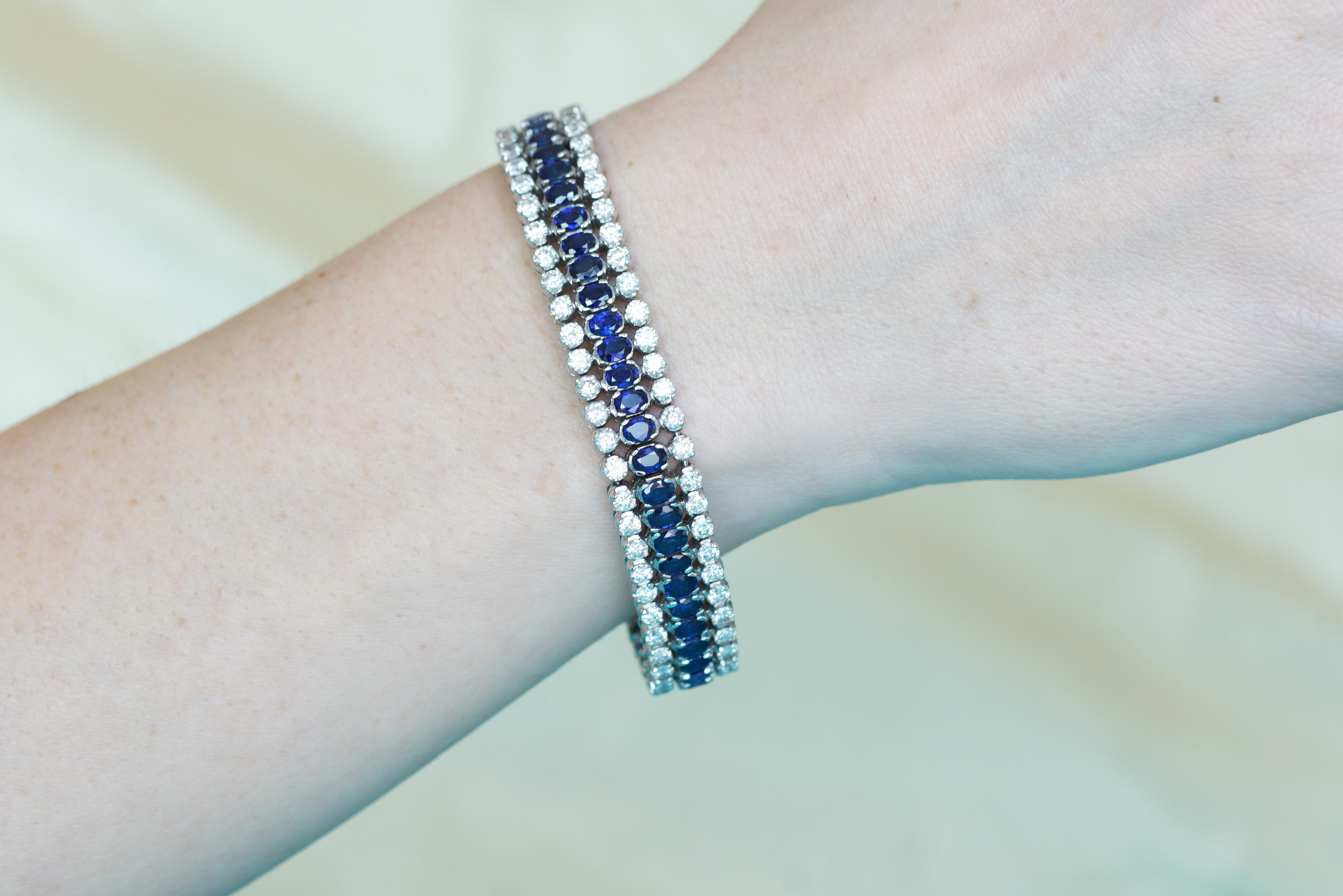 Sapphire and Diamond 18 Karat White Gold Bracelet 4