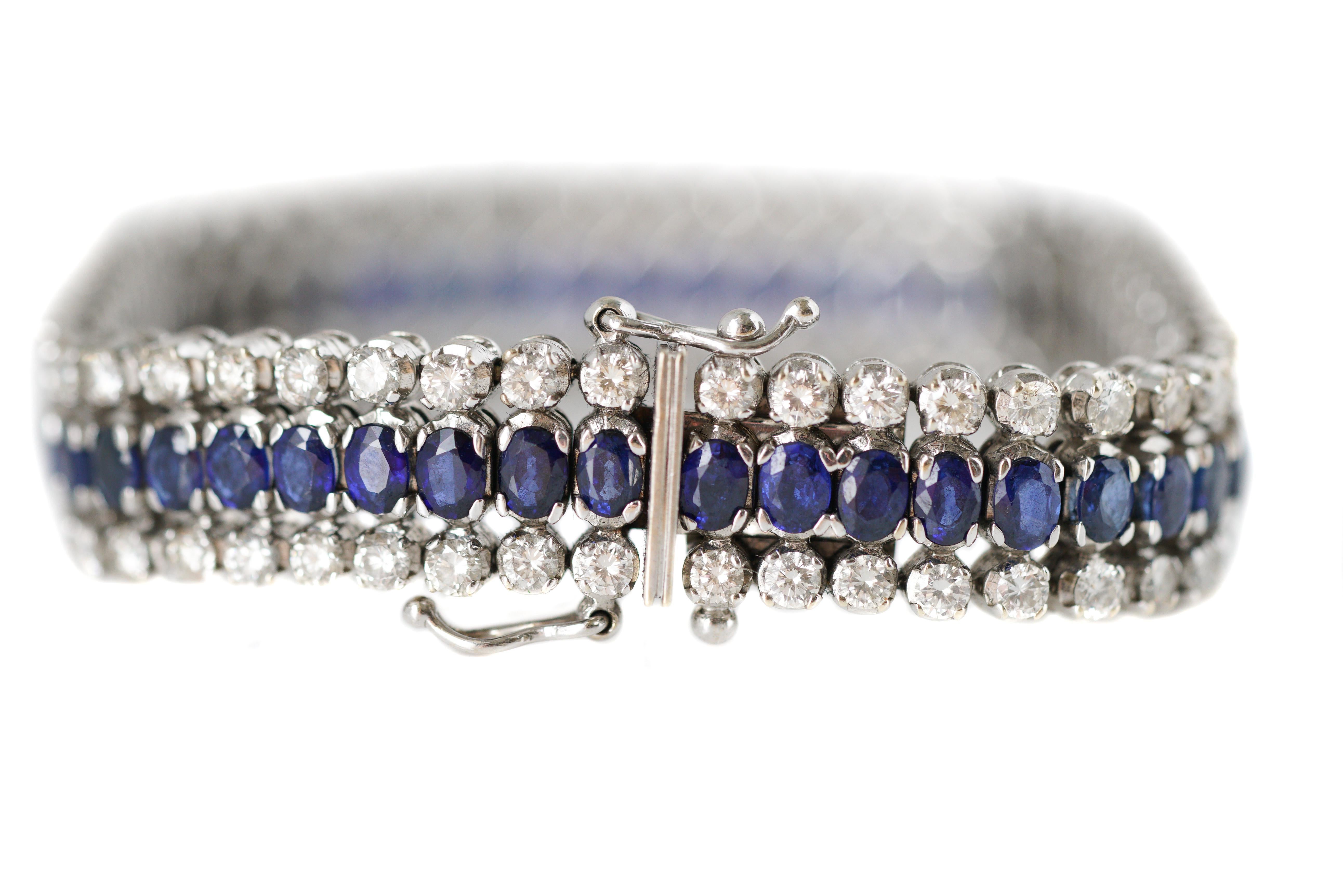 Sapphire and Diamond 18 Karat White Gold Bracelet 1