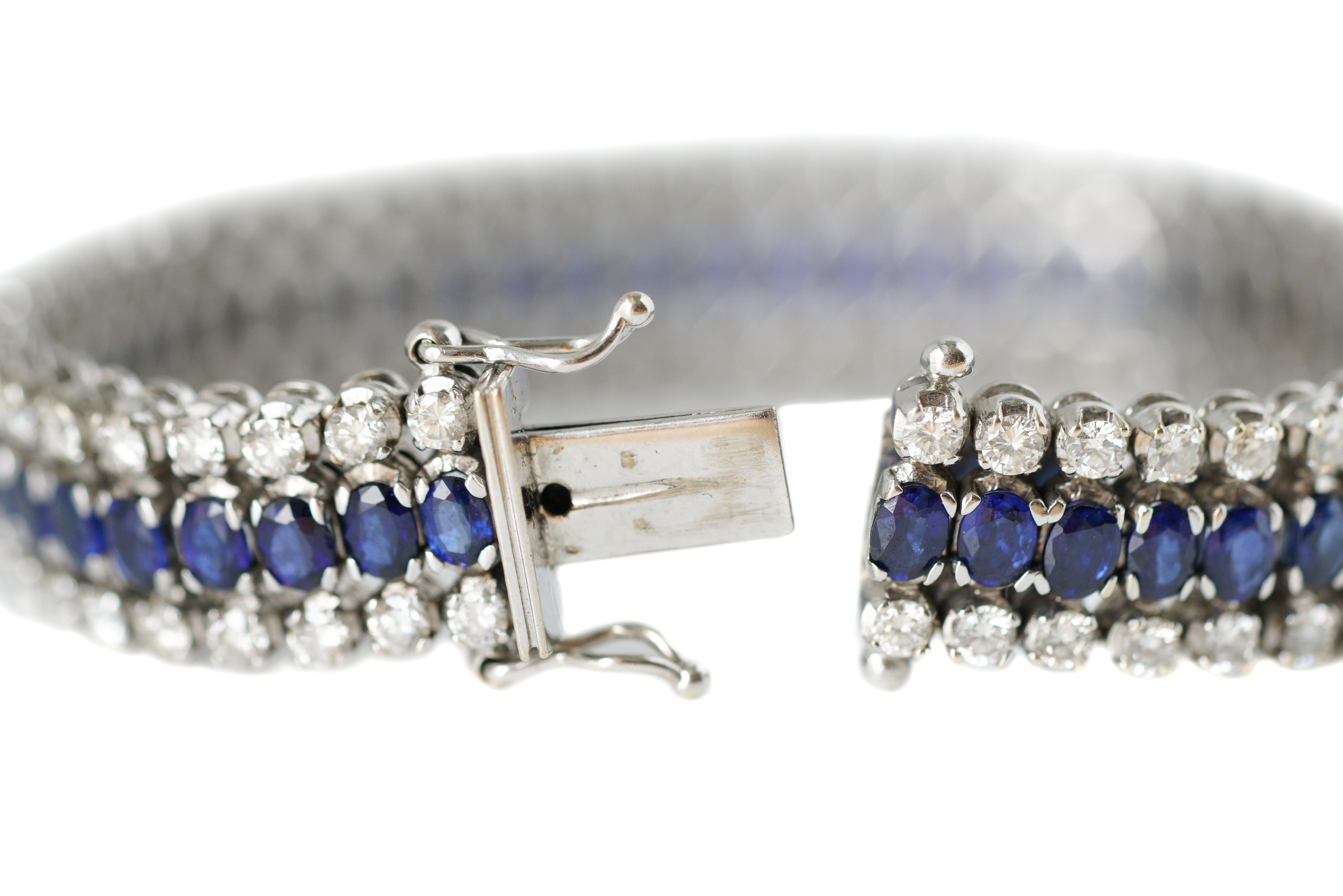 Sapphire and Diamond 18 Karat White Gold Bracelet 2