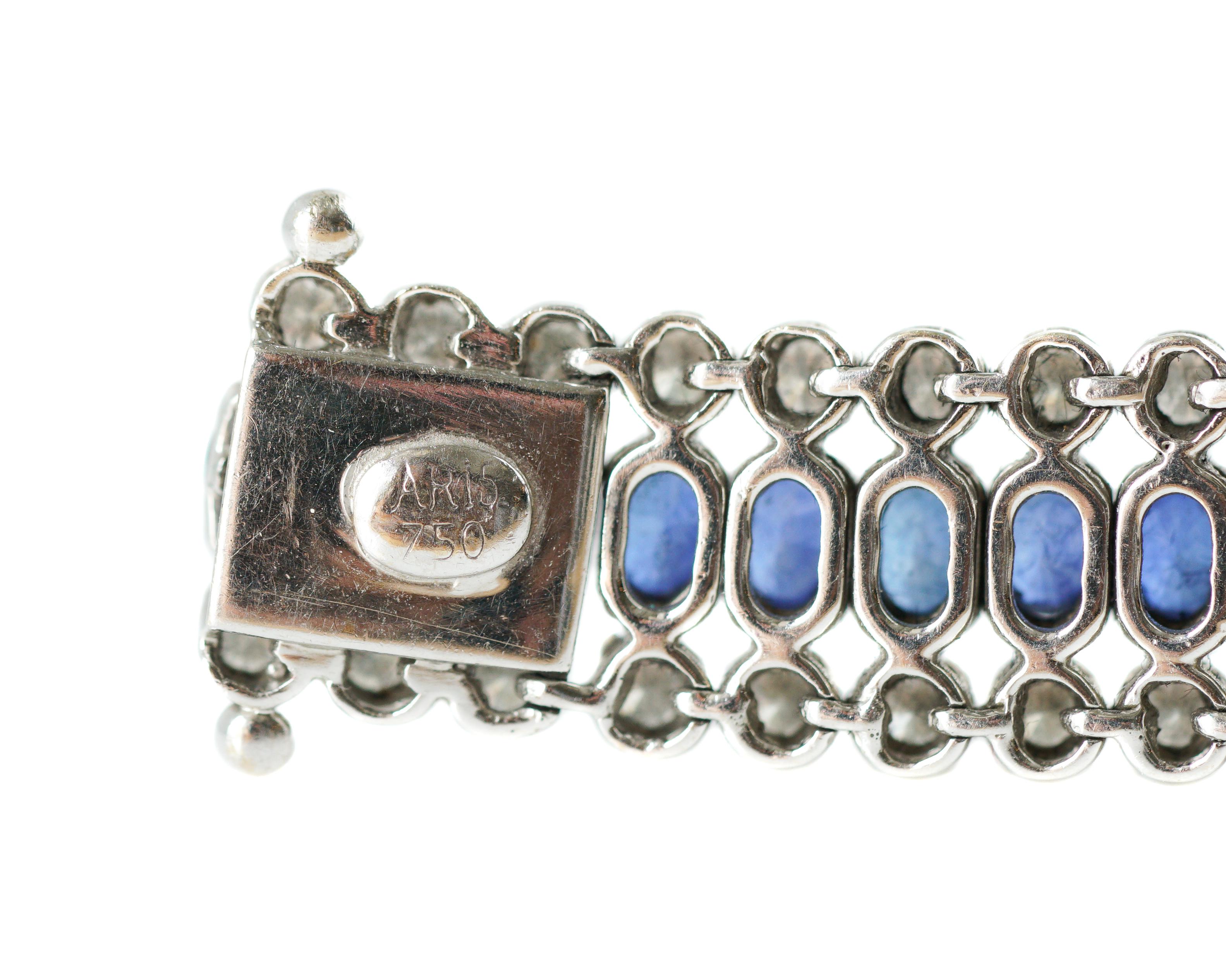 Sapphire and Diamond 18 Karat White Gold Bracelet 3