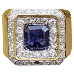 Antique Sapphire and Diamond 18 Karat Yellow and White Gold Ring