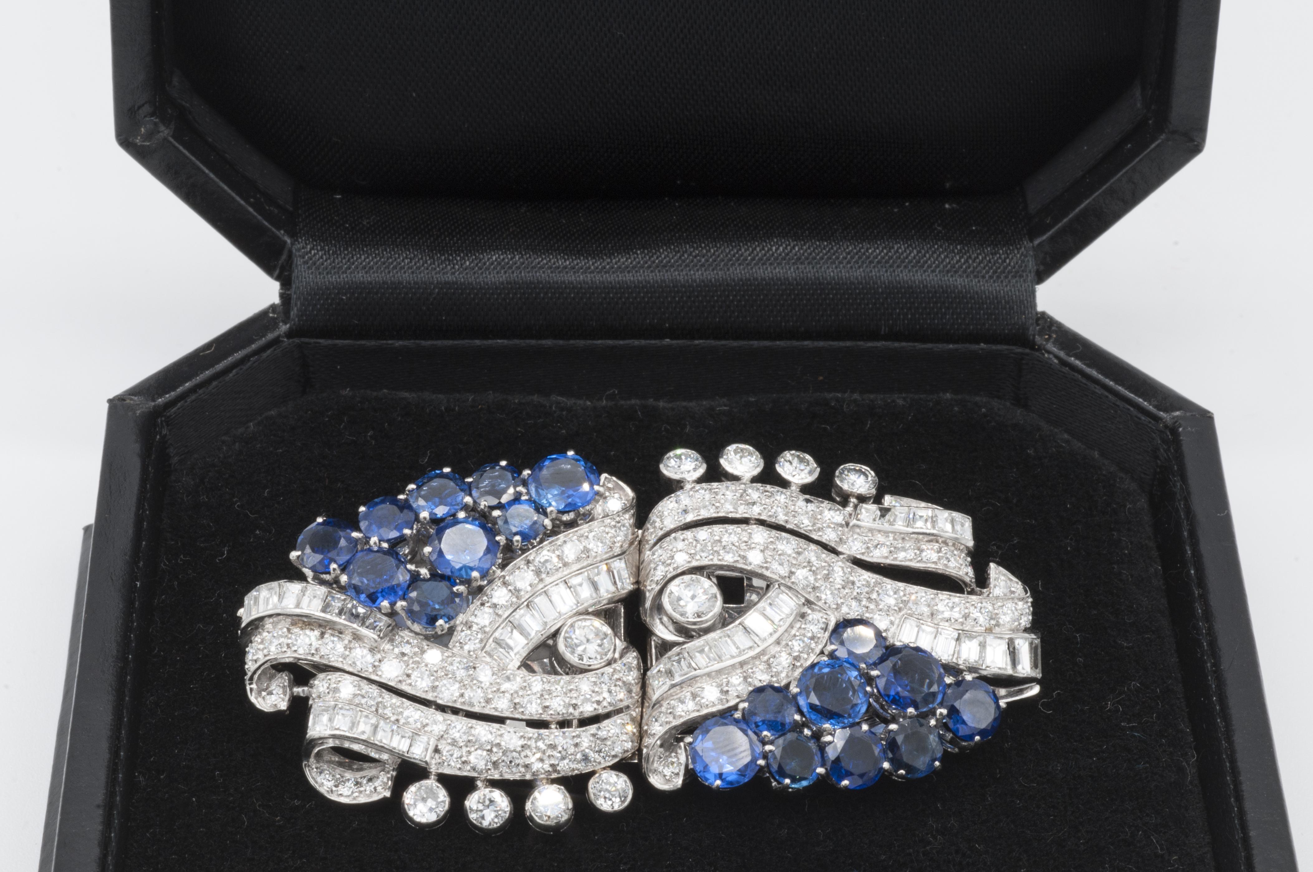 Women's or Men's Sapphire and Diamond, 18k Dress Clips For Sale