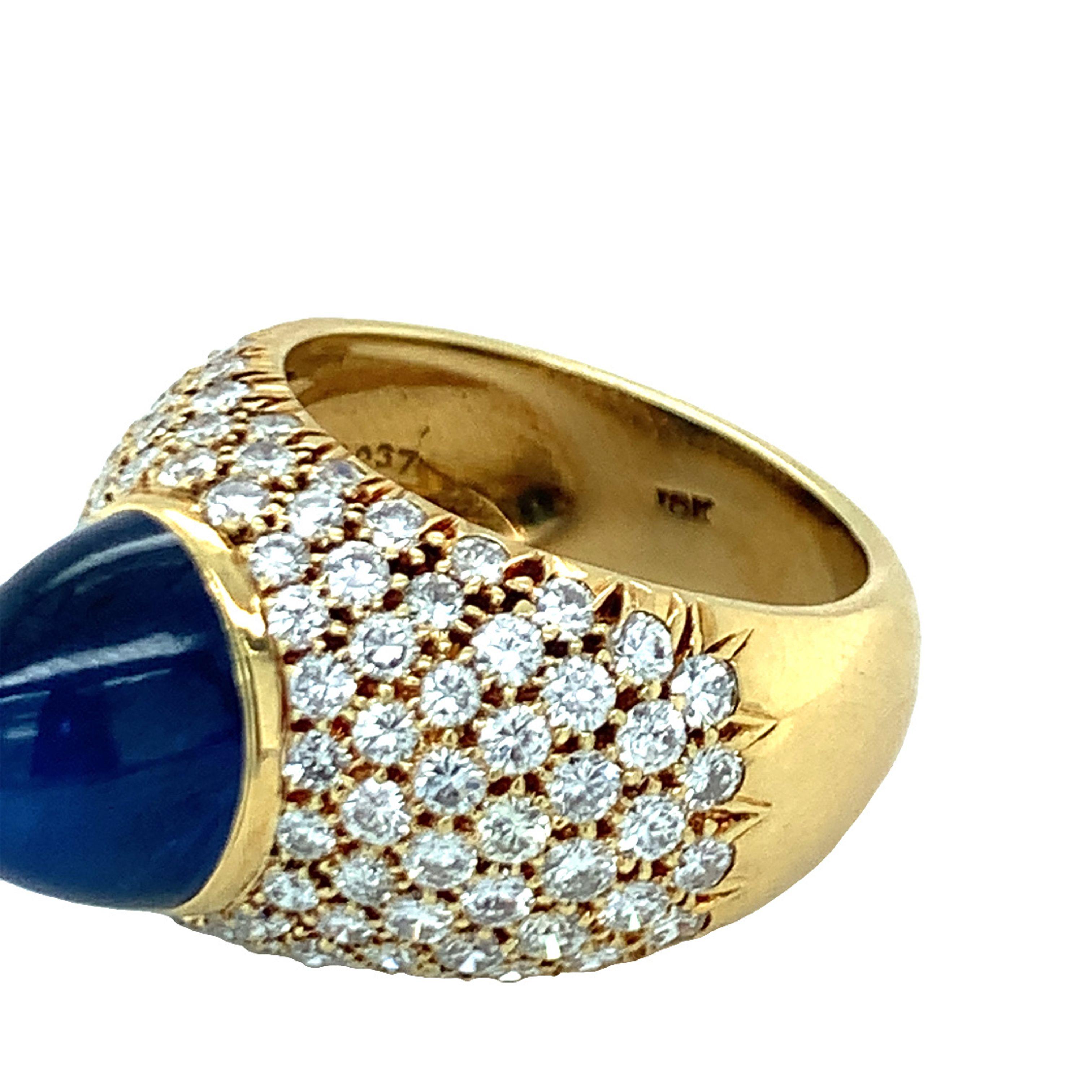 Sapphire and Diamond 18K Gold Ring In Good Condition For Sale In Beverly Hills, CA