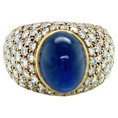 Retro Sapphire and Diamond 18K Gold Ring