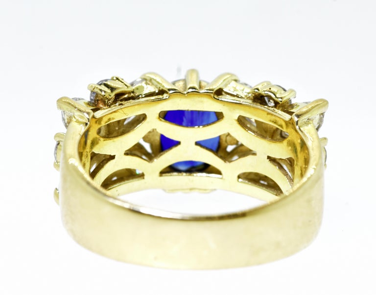 Sapphire and Diamond 18K Hand Made Ring For Sale 4