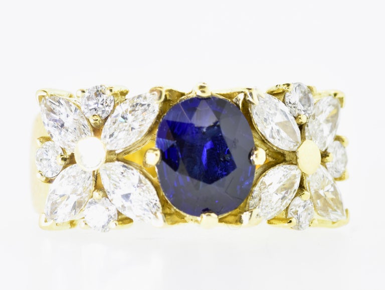 Sapphire and Diamond 18K Hand Made Ring For Sale 5