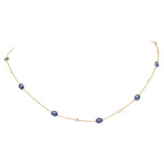 Sapphire and Diamond 18k Yellow Gold by the Yard Chain Necklace