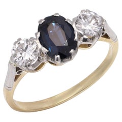 Sapphire and Diamond 18kt Yellow Gold and Platinum Ring