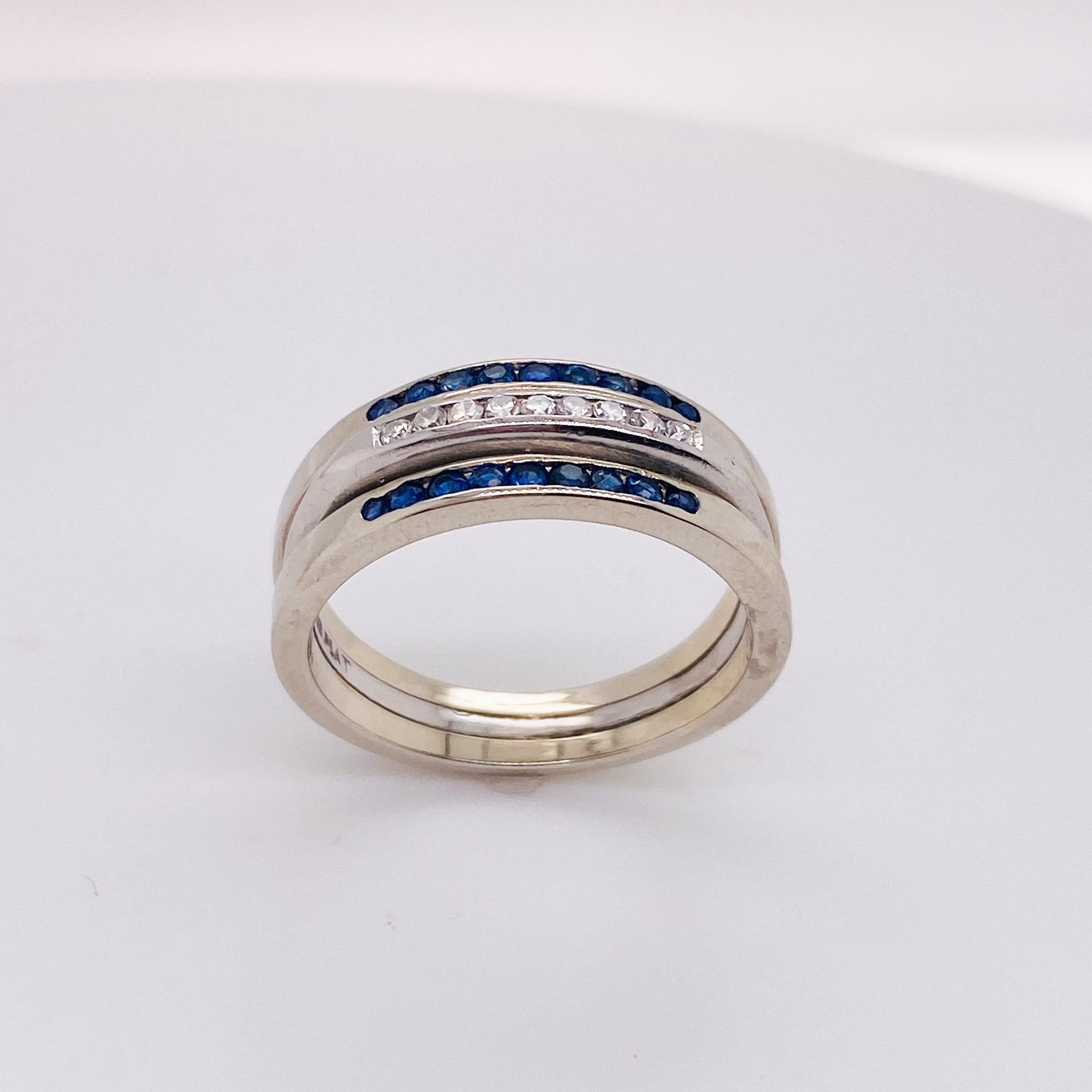 What is better than one band? Three bands! Classic elegance and a pop of rich royal blue make a perfect compliment to any day with this three ring set! Is 9 a number that keeps occurring in important ways in your life? We've got it three times over!