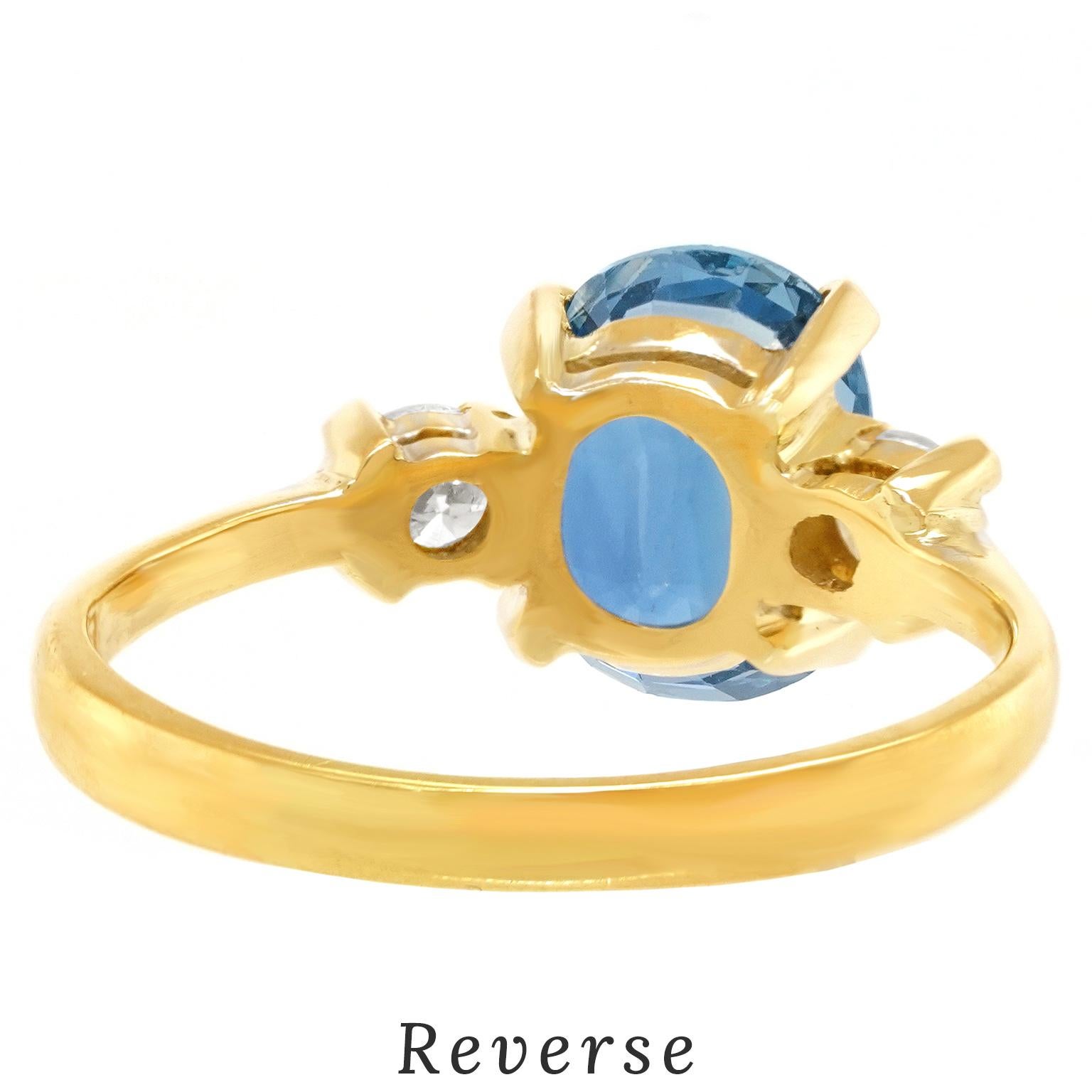 Anello a 3 pietre con zaffiro e diamante in vendita 5