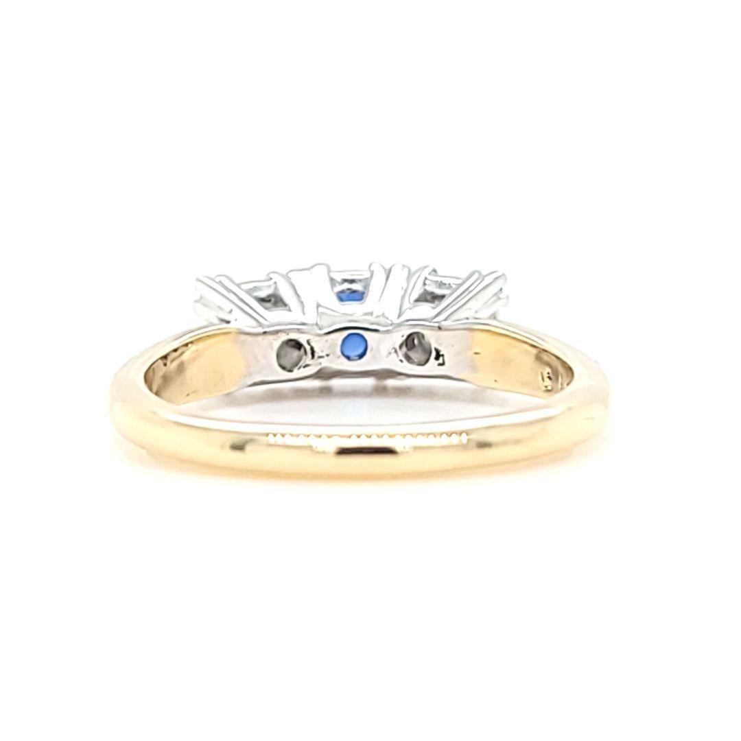 Saphir und Diamant 3 Stone Ring im Angebot 1