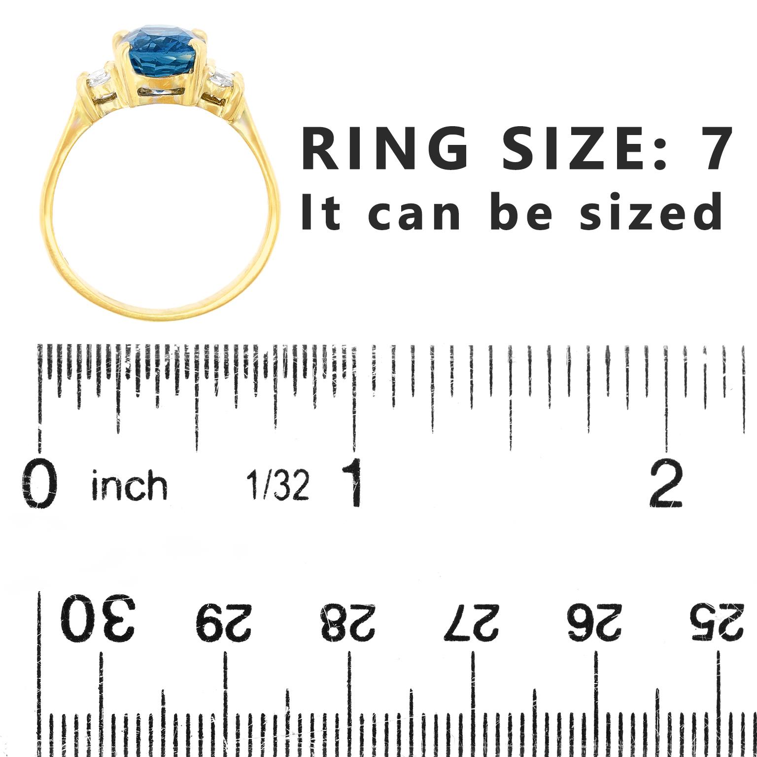 Anello a 3 pietre con zaffiro e diamante in vendita 1