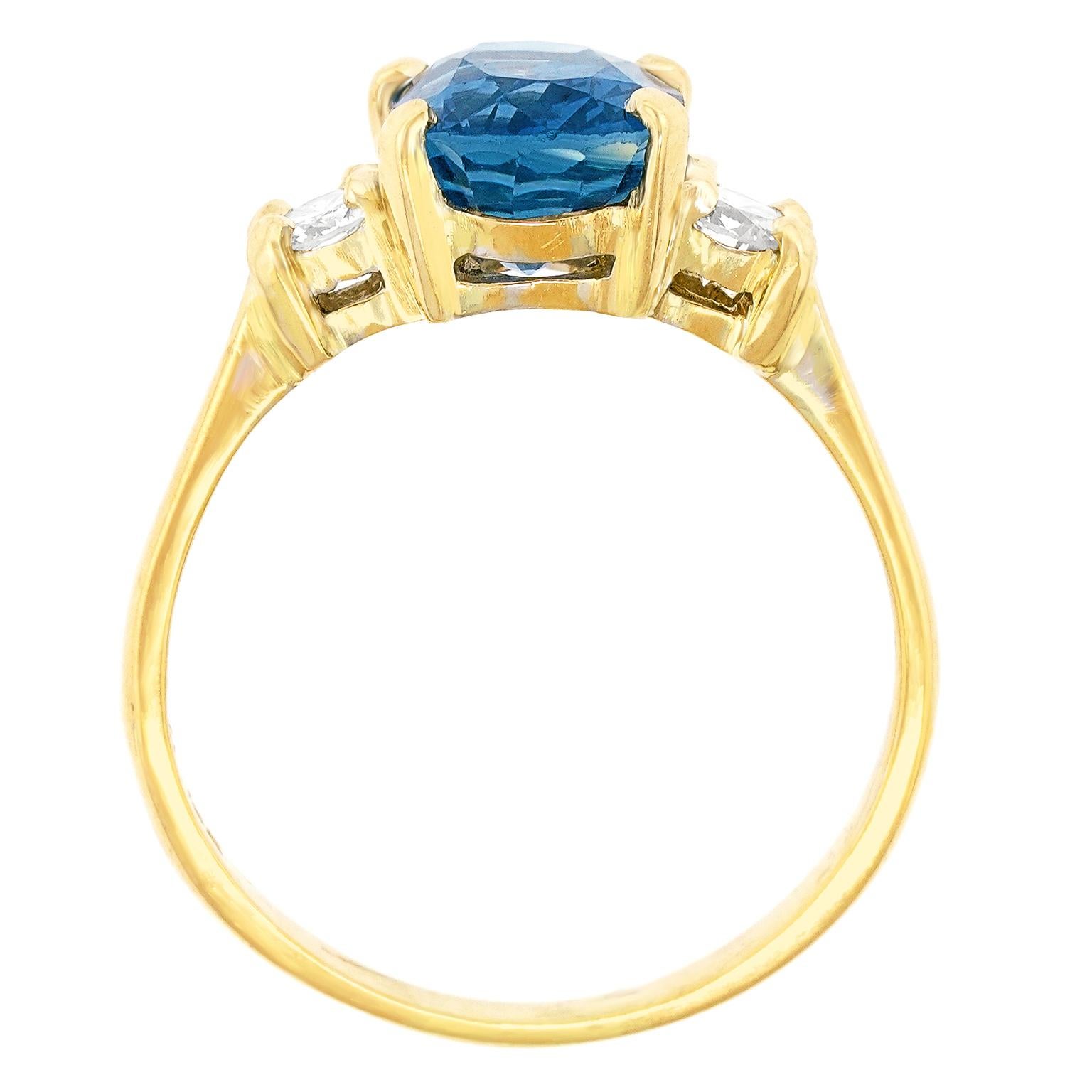 Anello a 3 pietre con zaffiro e diamante in vendita 2