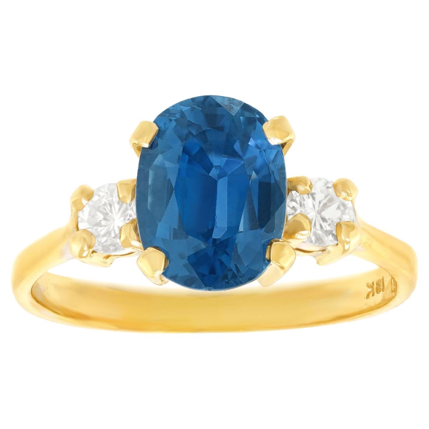 Sapphire and Diamond 3 Stone Ring