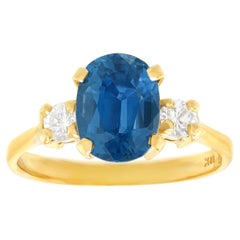Sapphire and Diamond 3 Stone Ring