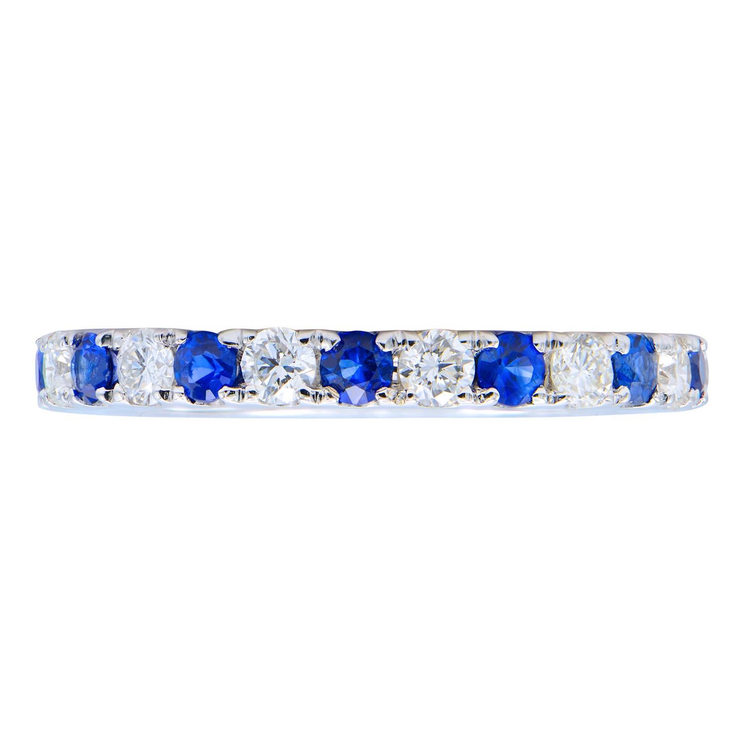 Round Cut Sapphire and Diamond Alternating Band For Sale