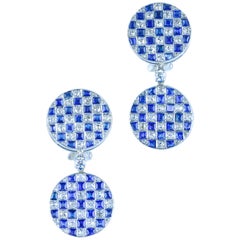 Sapphire and Diamond and Platinum Earrings