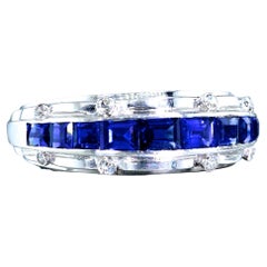 Sapphire and Diamond Art Deco Band Ring, by Tiffany, circa 1930