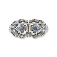 Art-Deco-Brosche mit Saphiren und Diamanten