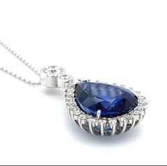 Sapphire and diamond art deco drop necklace 18k white gold
