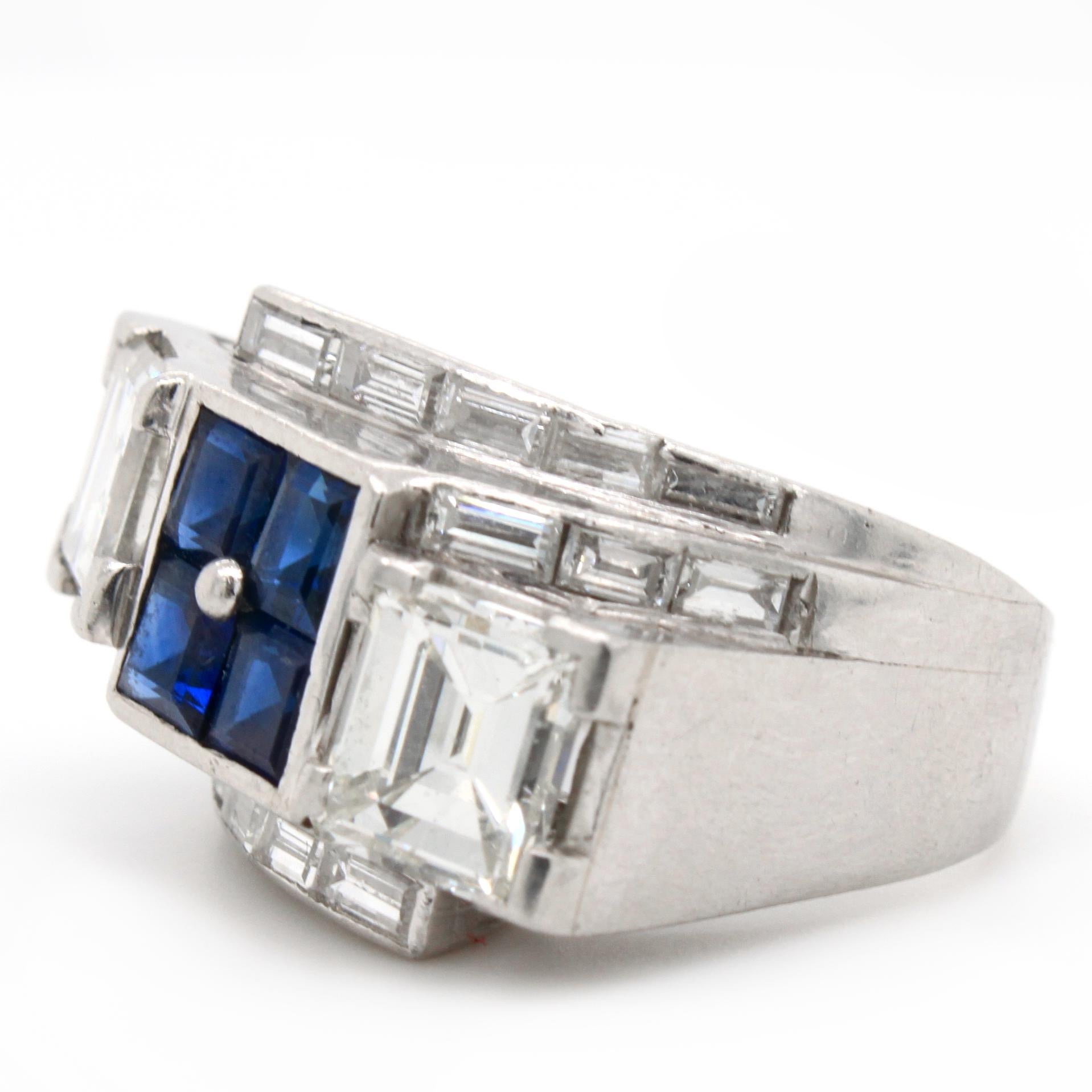 Sapphire and Diamond Art Deco Ring, circa 1930s For Sale 2