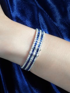 Sapphire And Diamond Art Deco Style Bracelet in 18K White Gold