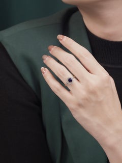 Sapphire and Diamond Art Deco Style Hexagon Shape Engagement Ring in 14K Gold