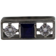 Sapphire and Diamond Art Deco Style Three-Stone Ring