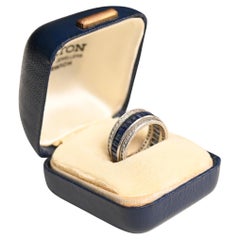 Sapphire and Diamond Band. French Cut Sapphire Diamond Wedding Band Platinum