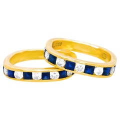 Sapphire and Diamond Band Gold Rings by Gubelin