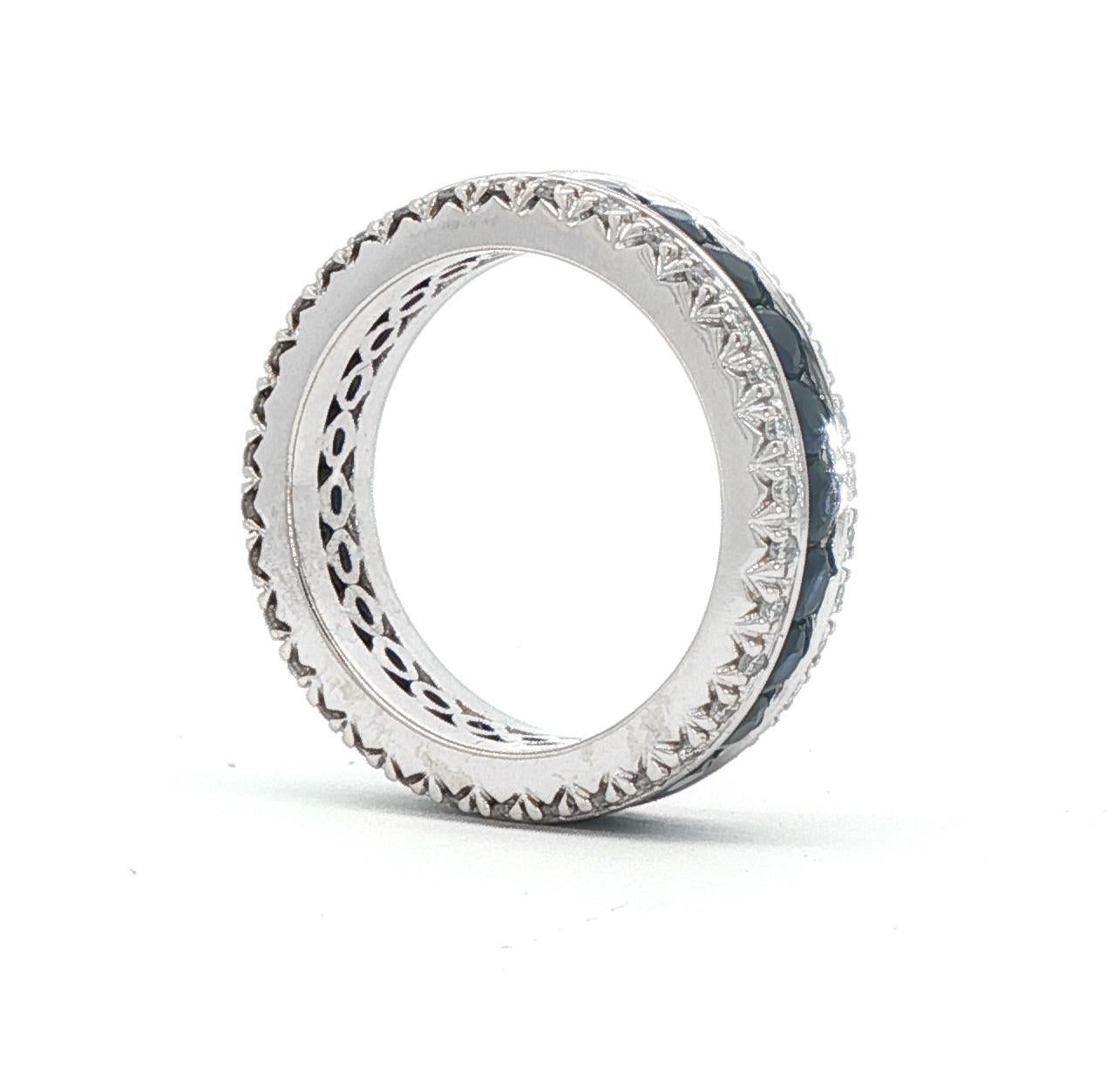 Taille ronde Bracelet en saphir et diamant en or blanc 18kt en vente