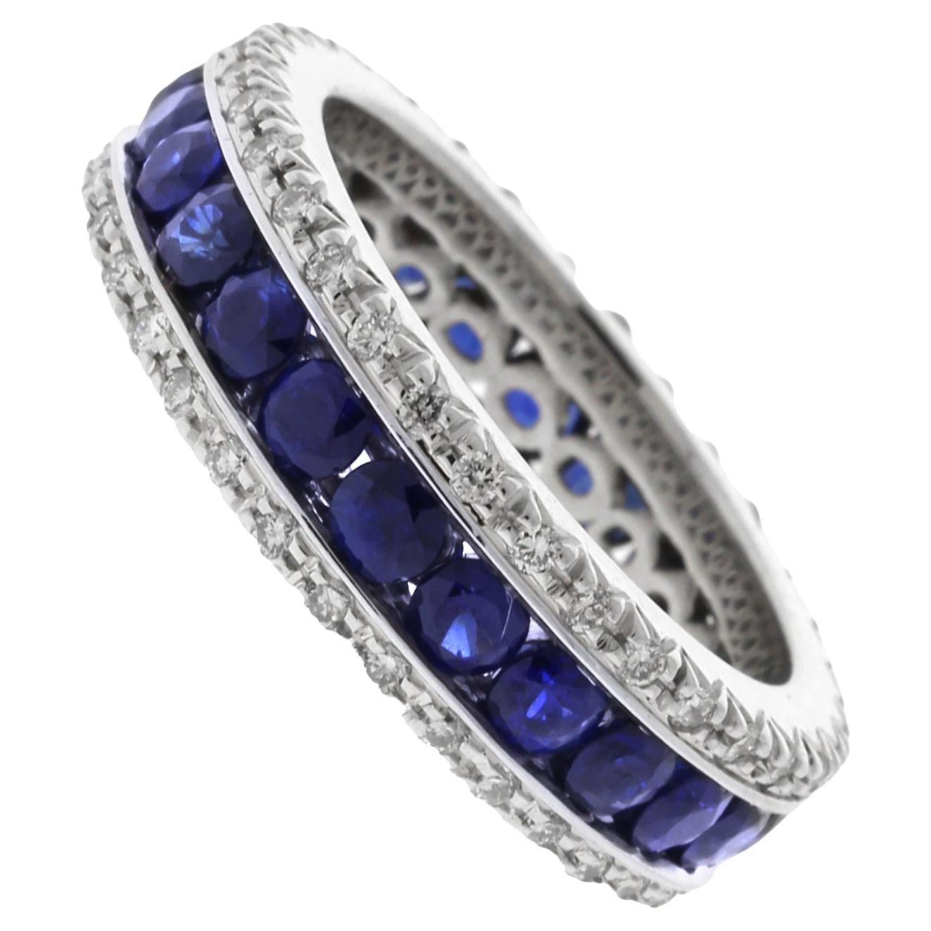 Sapphire and Diamond Band in 18kt White Gold