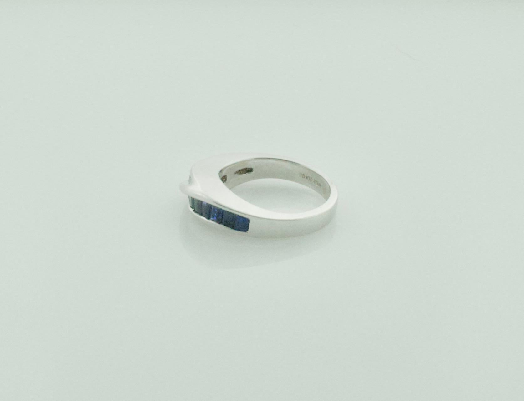 Sapphire and Diamond Band Ring in 18k White Gold by 