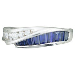 Bague à anneau en or blanc 18 carats avec saphirs et diamants de "DeHago"