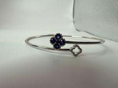 Sapphire and diamond bangle bracelet 14KT gold