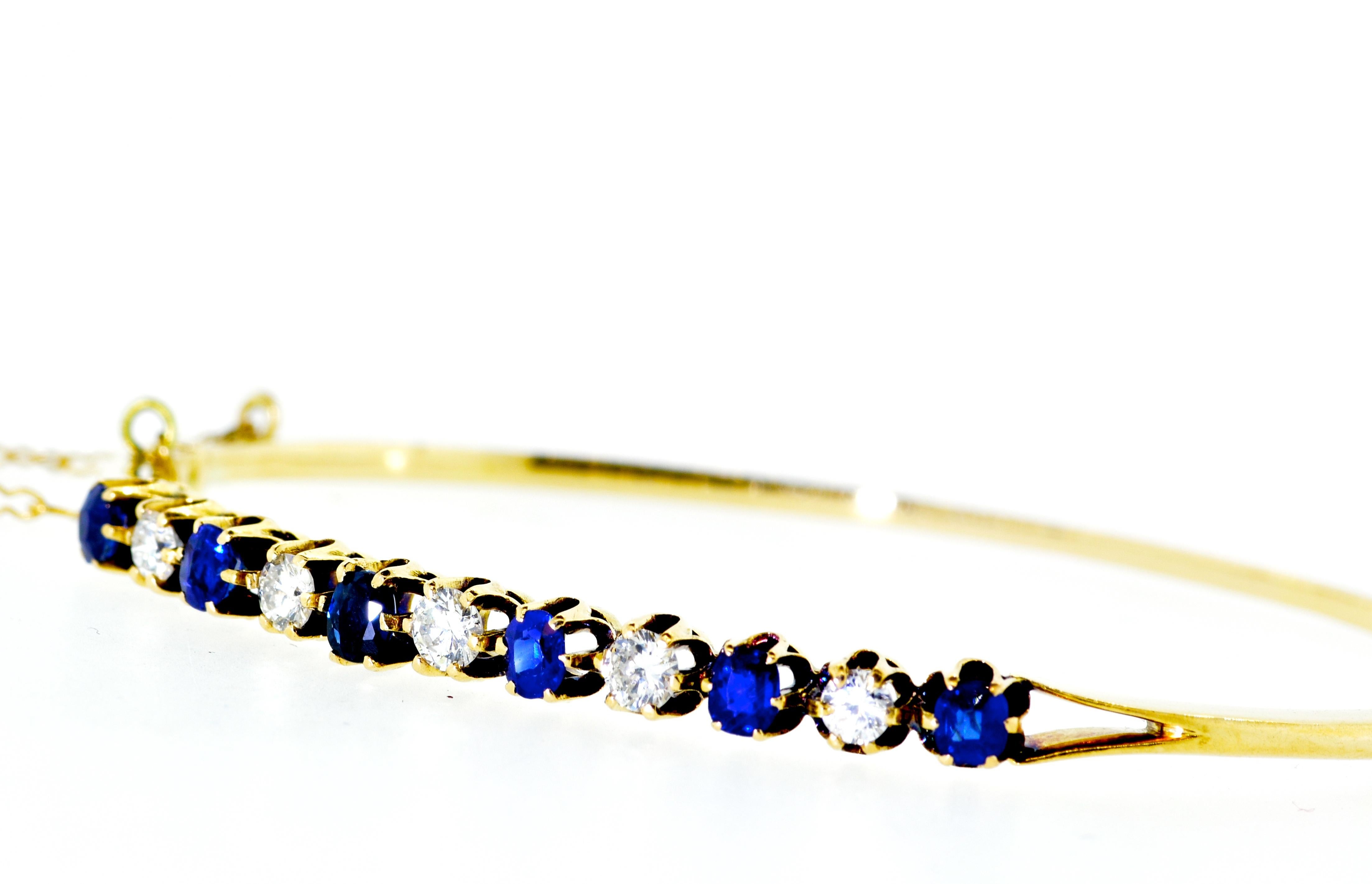 Women's or Men's Sapphire and Diamond Bangle Bracelet, circa 1920