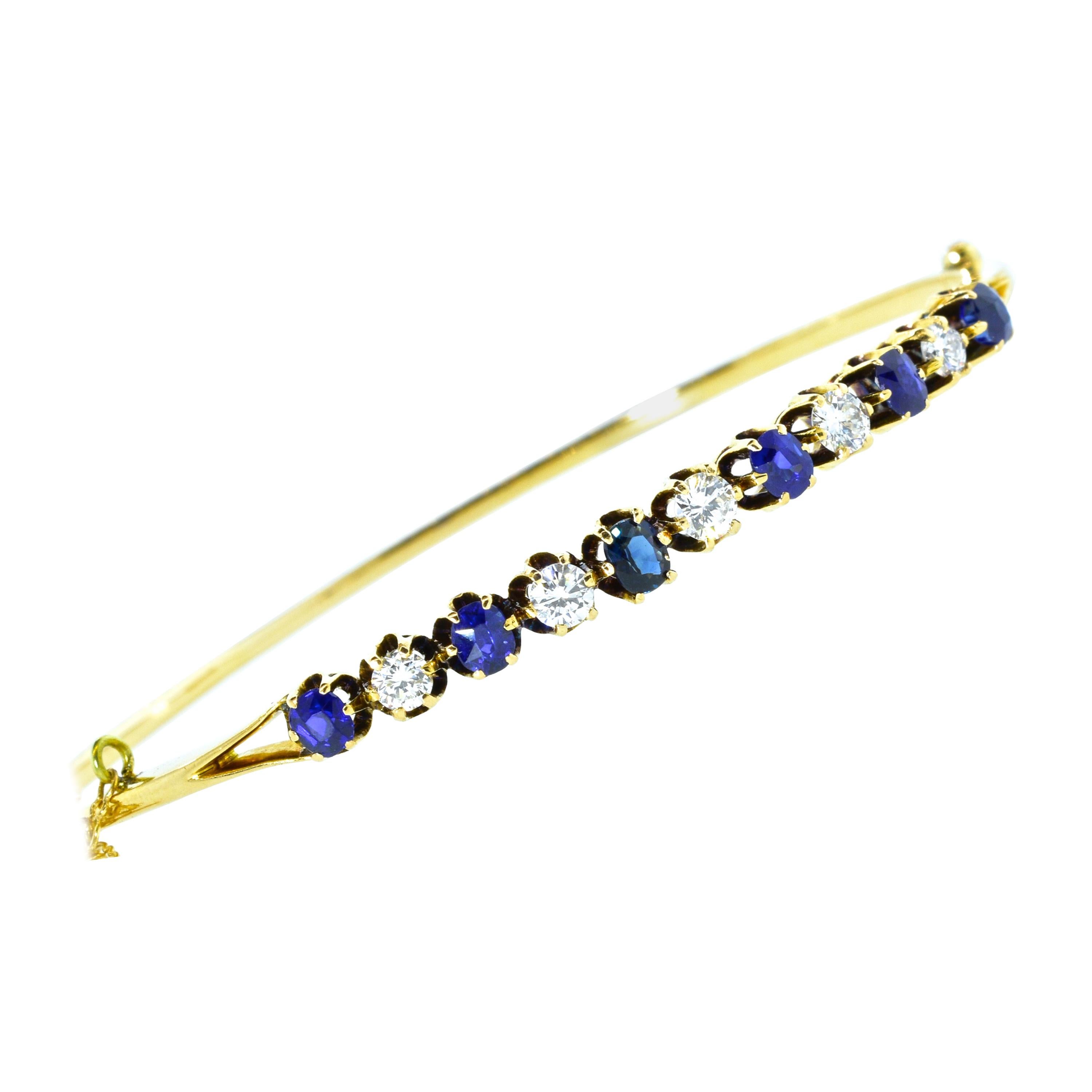 Sapphire and Diamond Bangle Bracelet, circa 1920